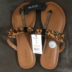 NWT Via Rosa leopard sandals Sz 7